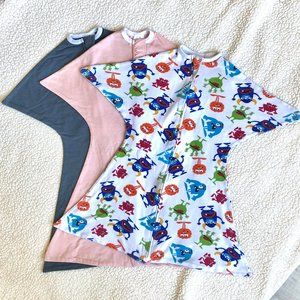 Lot of 3 Small Zipadee-Zip Sleep Sack in Grey Pink Monster Print